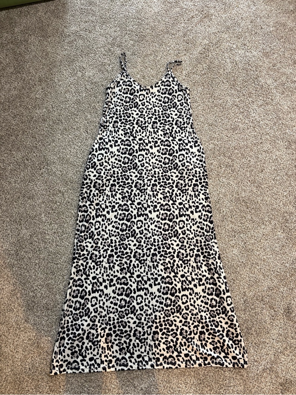 OURS Leopard-Print Slip Dress — Black & Cream